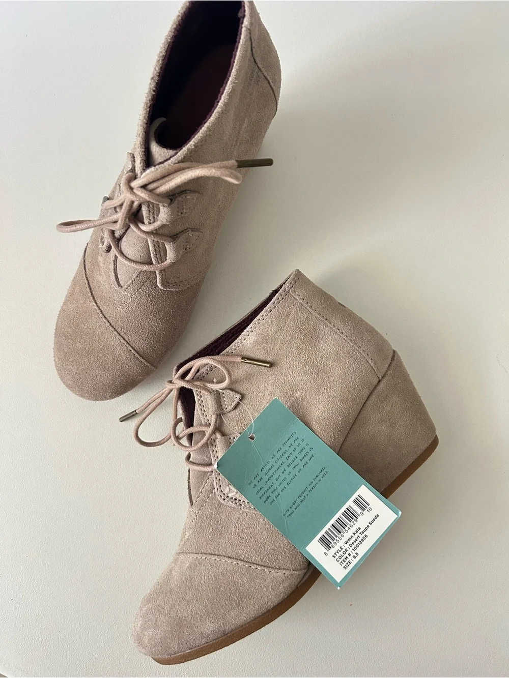 Toms Taupe Suede Wedge Ankle Booties